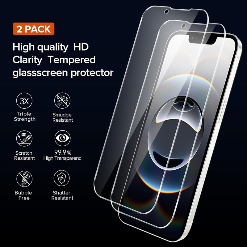 ivoler 3-in-1 Clear Case Designed for iPhone 16e 6.1" 2025 with 2 Pack Tempered Glass Screen Protector, Military Shockproof Hard Back Slim Phone Cover - Clear - Image 3